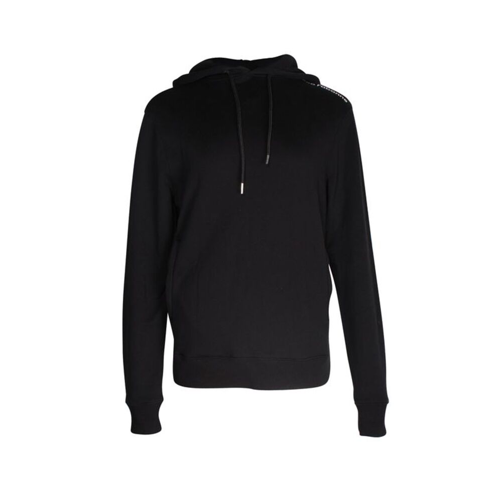 Paco Rabanne Logo-Print Drawstring Hoodie in Black Cotton